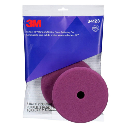 3M™ Perfect-It™ Step 2 Random Orbital Foam Polishing Pad, Purple, 130 mm, (5 in), 2 Pad Pack, 34123
