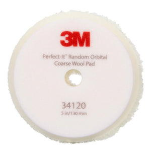 3M™ Perfect-It™ Step 1 Random Orbital Wool Compounding Pad, Coarse, White, 130 mm (5 in), 2 Pad Pack, 34120