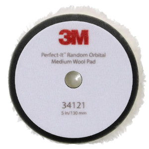 3M™ Perfect-It™ Step 1 Random Orbital Wool Compounding Pad, Medium, White, 130 mm, (5 in), 2 Pad Pack, 34121