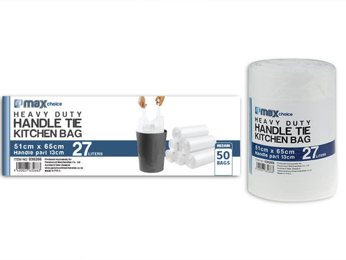 Heavy Duty Handle Tie Waste Bags & Bin Linners 50pk
