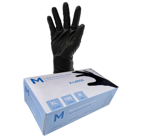 Black Nitrile Powder Free Gloves 100 Pack Box