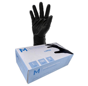 Black Nitrile Powder Free Gloves 100 Pack Box