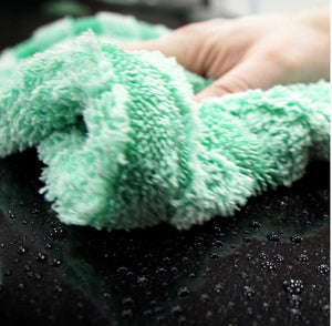 Double Sided Hybrid Twisted Loop Microfiber Drying Towel 50cm x 80cm Mint Green